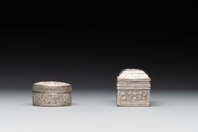 A varied collection of eight silver betel chewing utensils, Southeast Asia, 19/20th C.
