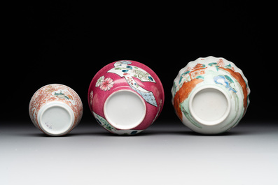 12 Chinese famille rose tea wares, Yongzheng and later