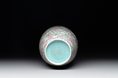 A Chinese famille rose 'millefleurs' 'ladies in a garden' vase, Republic