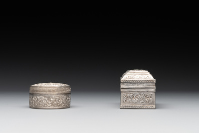 A varied collection of eight silver betel chewing utensils, Southeast Asia, 19/20th C.