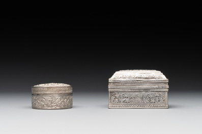 A varied collection of eight silver betel chewing utensils, Southeast Asia, 19/20th C.