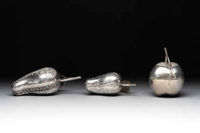 A varied collection of eight silver betel chewing utensils, Southeast Asia, 19/20th C.