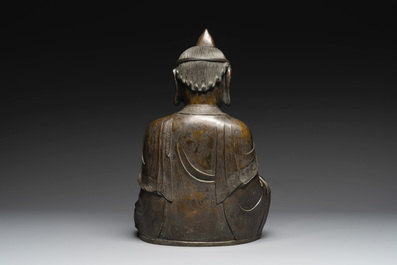 A Chinese bronze Bodhisattva on a lotus throne, Ming