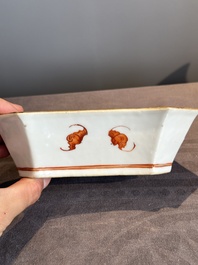 A Chinese famille rose nine-piece sweetmeat or rice table set, Tongzhi mark, 19th C.