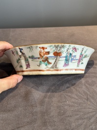 A Chinese famille rose nine-piece sweetmeat or rice table set, Tongzhi mark, 19th C.