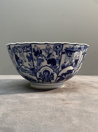 A Chinese blue and white 'playing boys' bowl, Chenghua mark, Kangxi