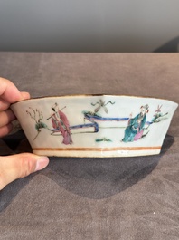 A Chinese famille rose nine-piece sweetmeat or rice table set, Tongzhi mark, 19th C.