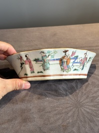 A Chinese famille rose nine-piece sweetmeat or rice table set, Tongzhi mark, 19th C.