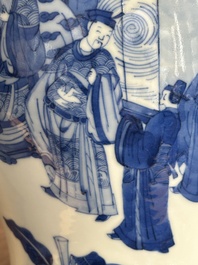A Chinese blue and white 'yenyen' vase with narrative design, Kangxi