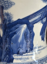 A Chinese blue and white 'yenyen' vase with narrative design, Kangxi