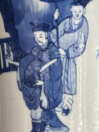 A Chinese blue and white 'yenyen' vase with narrative design, Kangxi