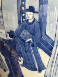 A Chinese blue and white 'yenyen' vase with narrative design, Kangxi