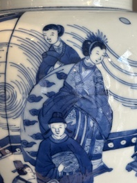 A Chinese blue and white 'yenyen' vase with narrative design, Kangxi