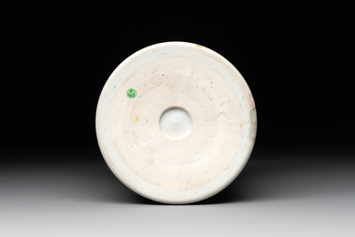 A Chinese incised celadon-glazed 'lotus scroll' brush pot, Kangxi