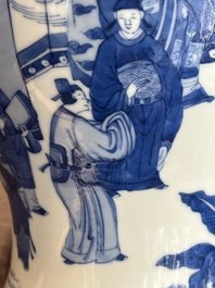 A Chinese blue and white 'yenyen' vase with narrative design, Kangxi