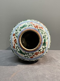 A Chinese wucai 'peony scroll' vase, Transitional period