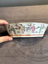 A Chinese famille rose nine-piece sweetmeat or rice table set, Tongzhi mark, 19th C.