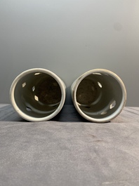 Two Chinese qianjiang cai 'antiquities' hat stands, signed Xu Pinheng 許品衡, Guangxu mark, dated 1892 and 1894