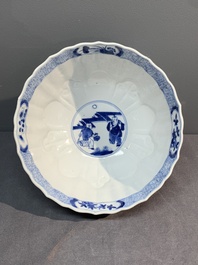 A Chinese blue and white 'playing boys' bowl, Chenghua mark, Kangxi