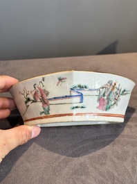 A Chinese famille rose nine-piece sweetmeat or rice table set, Tongzhi mark, 19th C.