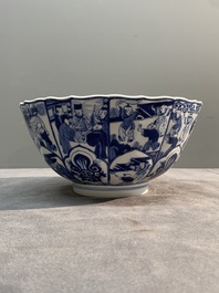 A Chinese blue and white 'playing boys' bowl, Chenghua mark, Kangxi