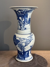 A Chinese blue and white 'yenyen' vase with narrative design, Kangxi