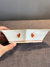 A Chinese famille rose nine-piece sweetmeat or rice table set, Tongzhi mark, 19th C.