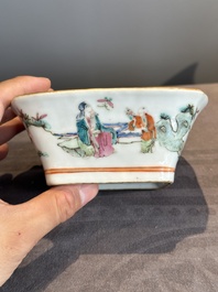 A Chinese famille rose nine-piece sweetmeat or rice table set, Tongzhi mark, 19th C.