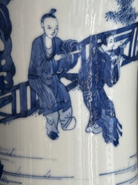 A Chinese blue and white 'yenyen' vase with narrative design, Kangxi