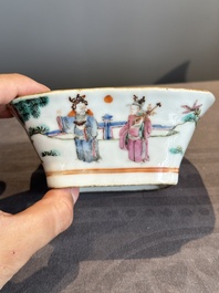 A Chinese famille rose nine-piece sweetmeat or rice table set, Tongzhi mark, 19th C.