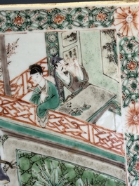 A Chinese famille verte 'Xi Xiang Ji' plaque, Kangxi