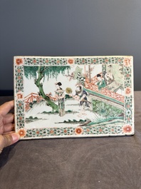 A Chinese famille verte 'Xi Xiang Ji' plaque, Kangxi