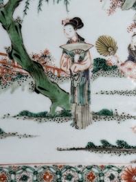 A Chinese famille verte 'Xi Xiang Ji' plaque, Kangxi