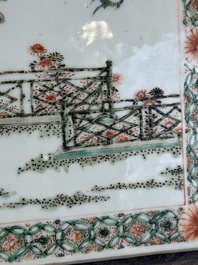 A Chinese famille verte 'Feng Qiu Huang 鳳求凰' plaque, Kangxi