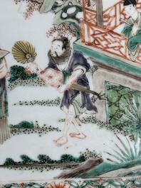 A Chinese famille verte 'Xi Xiang Ji' plaque, Kangxi