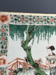A Chinese famille verte 'Xi Xiang Ji' plaque, Kangxi