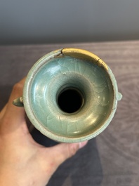 A Chinese Longquan celadon 'kinuta' vase, Yuan/Ming