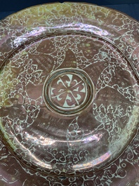 A massive Spanish Hispano-Moresque lustreware 'double eagle' dish, Manises, early 17th C.