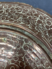 A massive Spanish Hispano-Moresque lustreware 'double eagle' dish, Manises, early 17th C.