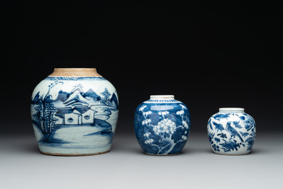 Nine Chinese blue and white wares, Kangxi and later