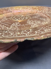 A massive Spanish Hispano-Moresque lustreware 'double eagle' dish, Manises, early 17th C.
