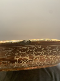 A massive Spanish Hispano-Moresque lustreware 'double eagle' dish, Manises, early 17th C.