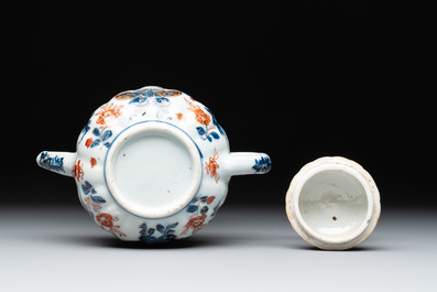 A Chinese Imari-style teapot, a covered sugar bowl and a covered vase or shaker, Kangxi/Qianlong