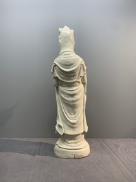 A large Chinese Dehua blanc de Chine Guanyin, He Chaozong and Xuande mark, Republic