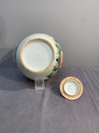 A collection of six Chinese blue and white, famille rose and verte wares, Kangxi and Tongzhi mark, 19/20th C.