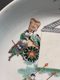 A Chinese famille verte dish with narrative design, lingzhi mark, Kangxi