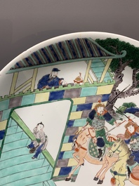 A Chinese famille verte 'warrior' dish, Kangxi