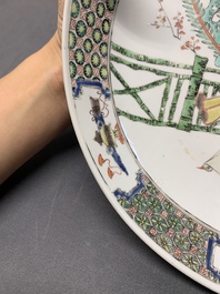 A fine Chinese famille verte 'court ladies' dish, Kangxi