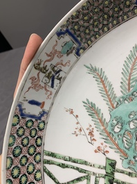 A fine Chinese famille verte 'court ladies' dish, Kangxi
