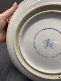 A Chinese famille verte dish with narrative design, lingzhi mark, Kangxi